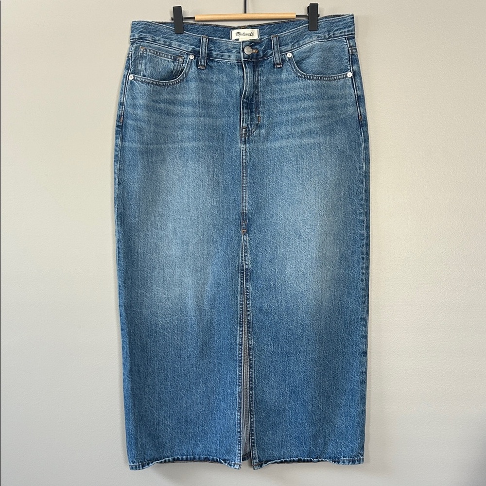 Madewell Denim Jeans Mid‎ Rise Midi/Maxi Skirt Size 29 Pratt Blue Wash